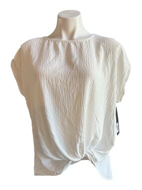 Korye Textured Side Knot Twist Blouse Off White XL NWT